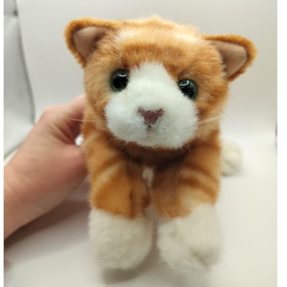 Vintage Russ Berrie Dempsey‎ Ginger Tabby Cat Plush Toy Orange White Small